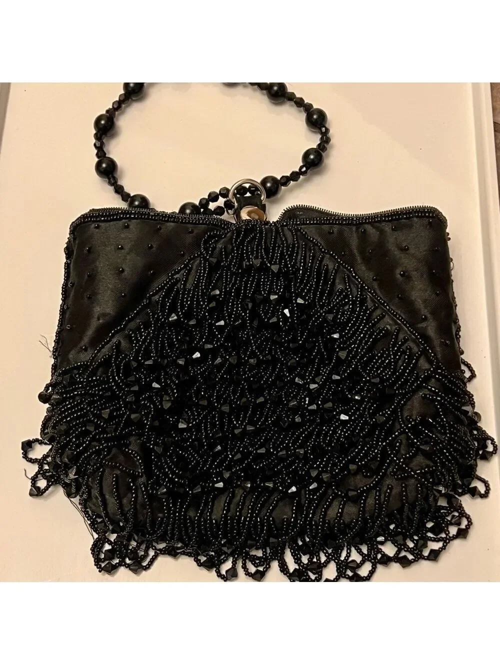 Vtg Whimsigoth Black Beaded Dark Romance Fairy Goth Evening Purse Moni Couture
